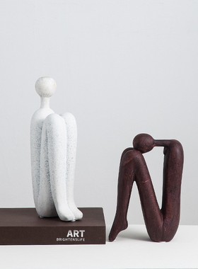 创意抽象圆头人物摆件现代办公室书档摆设样板间客厅玄关装饰品