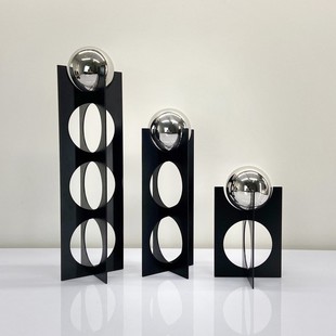 简约现代几何立体金属十字装饰同心支架球摆件 书房样板桌面摆设