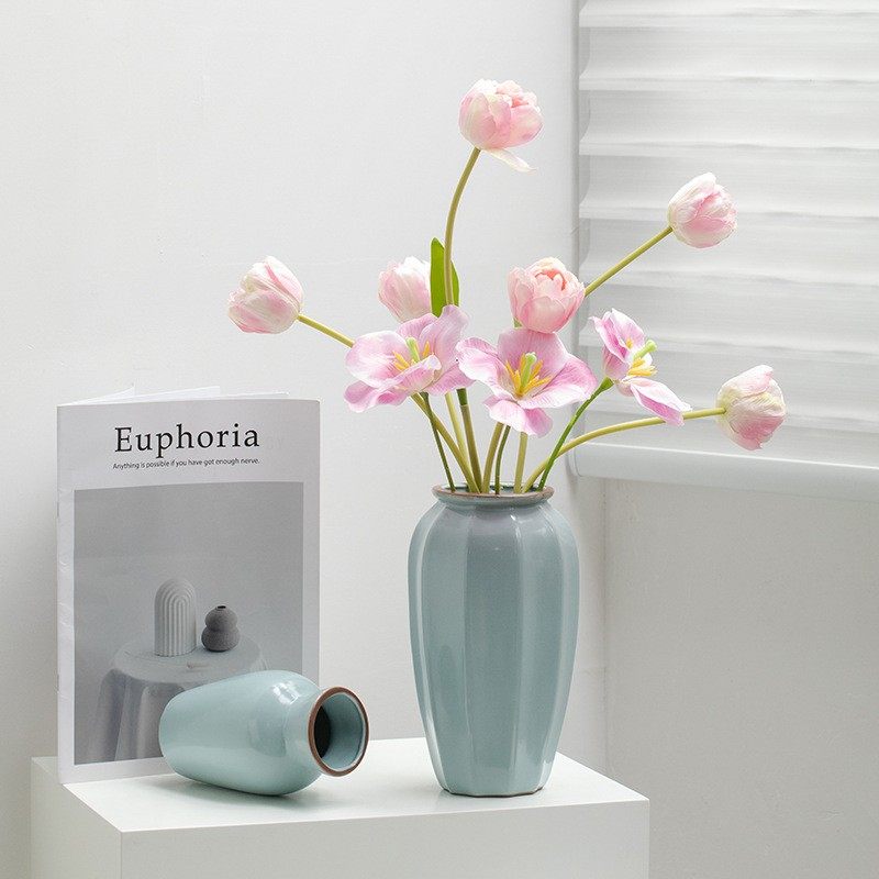 蜀门新中式汝窑宋代美学陶瓷装饰干花水培花瓶客厅玄关插花摆件,家居饰品,花瓶,淘宝优惠券,粉丝福利购,淘宝优惠卷