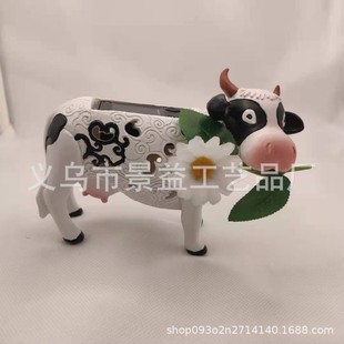 Light树脂摆件花园装 Solar 饰牛厂家 Cow 雏菊牛太阳能灯Daisy