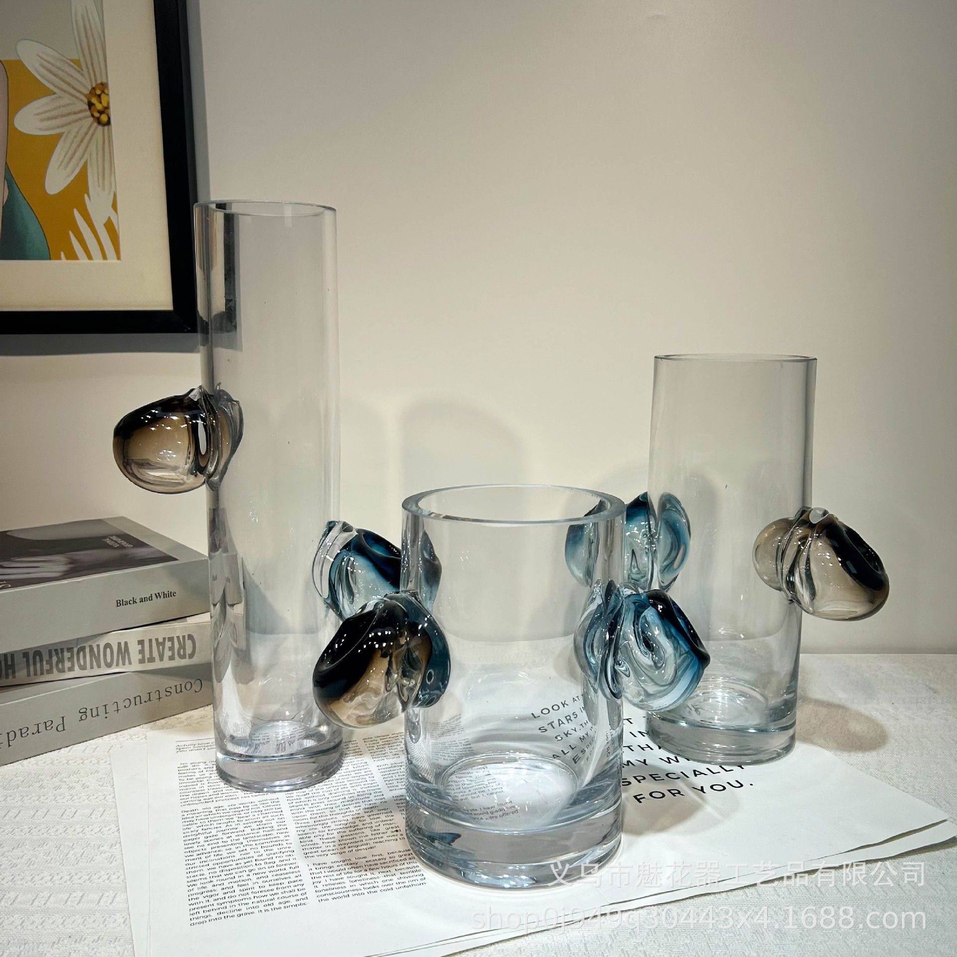 创意风格手工直筒造型琉璃花瓶客厅玄关样板间餐桌电视柜软装摆件,标准件/零部件/工业耗材,脚轮,淘宝优惠券,粉丝福利购,淘宝优惠卷