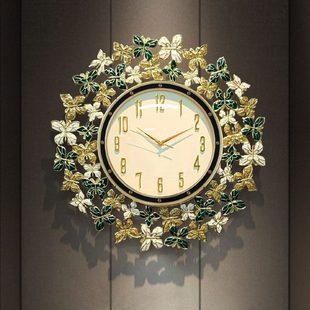 客厅时钟网红创意欧式 饰钟表现代挂墙2024高端 轻奢挂钟静音新款 装