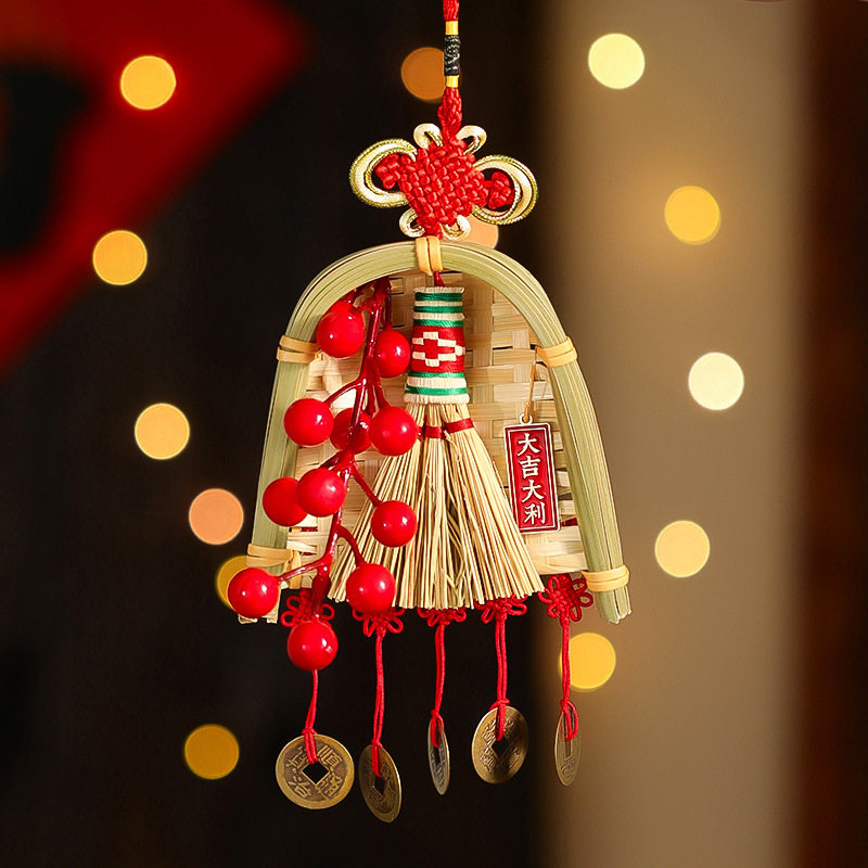 新年装饰扫把挂件蛇年2025春节客厅电视机背景墙过年新春氛围挂饰