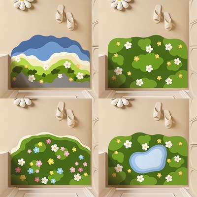 2024新款入户门丝圈地垫绿色高级感进门门口耐脏免洗地毯门外脚垫