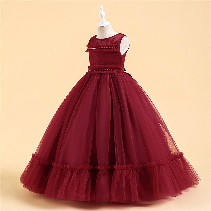 高端女大童主持人音乐会钢琴小提琴乐团队表演出晚礼服长款公主裙