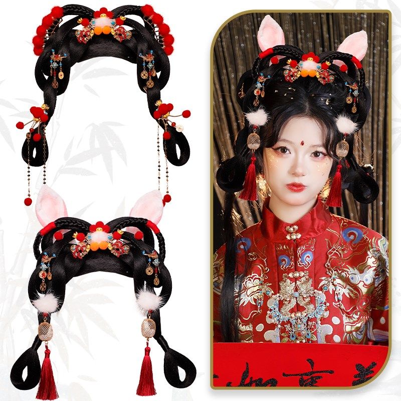 新娘假发古装汉服新年小财神国风过年假发包明制发饰古风中式发髻,美发护发/假发,演出假发,淘宝优惠券,粉丝福利购,淘宝优惠卷