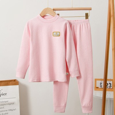 儿童秋衣上衣打底衫男童单件纯棉a类女童彩棉全棉中领保暖衣秋冬