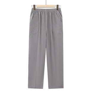 小个子老太太纯棉九分夏天中老年女裤 弹力棉老人裤 子松紧带女夏季