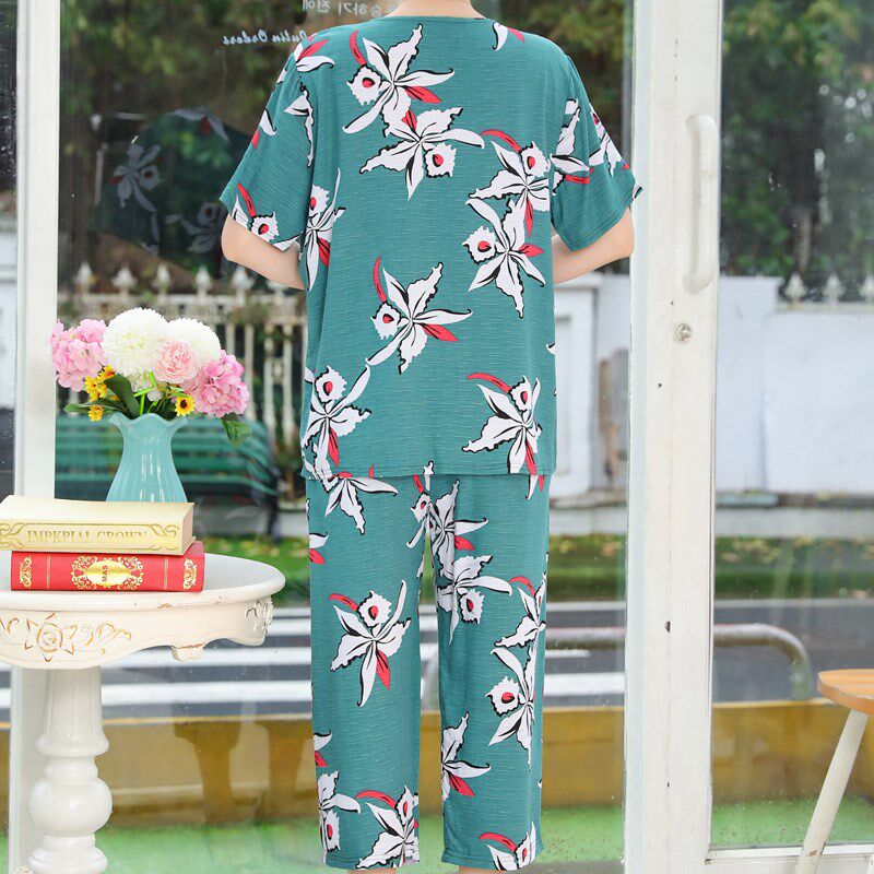 胖妈妈夏装短袖套装加肥大码200斤中老年大码女装奶奶棉绸两件套