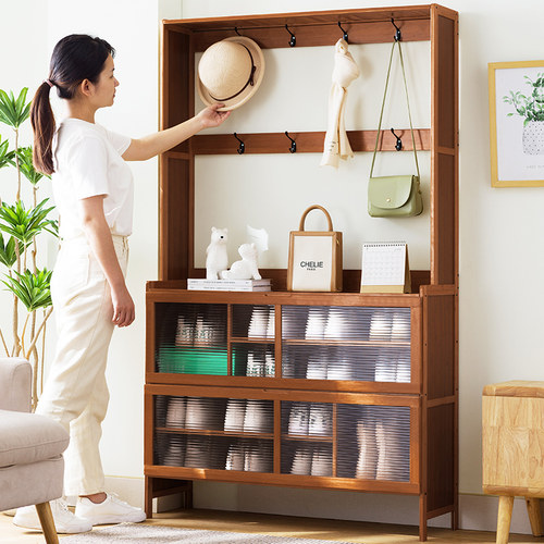 鞋柜家用门口玄关柜一体隔断防尘简易鞋架实木入户收纳神器省空间