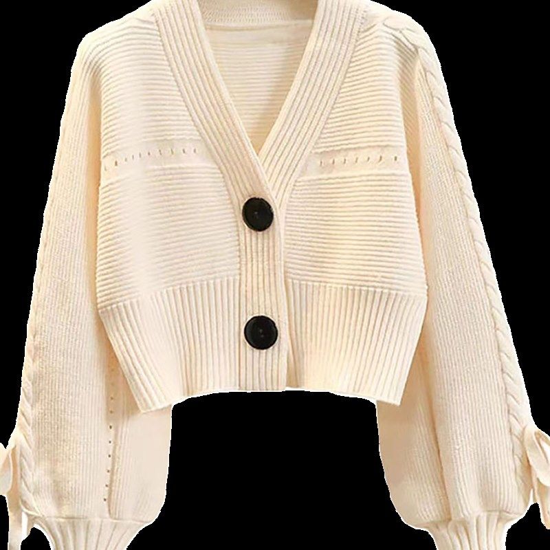 红色毛衣外套女本命年大红色高腰短款小个子秋冬新款宽松针织上衣