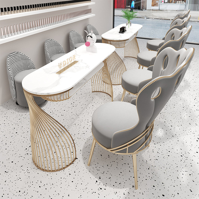 中闽芸尚北欧岩板网红美甲桌椅套装组合铁艺单人双人美甲店美甲台