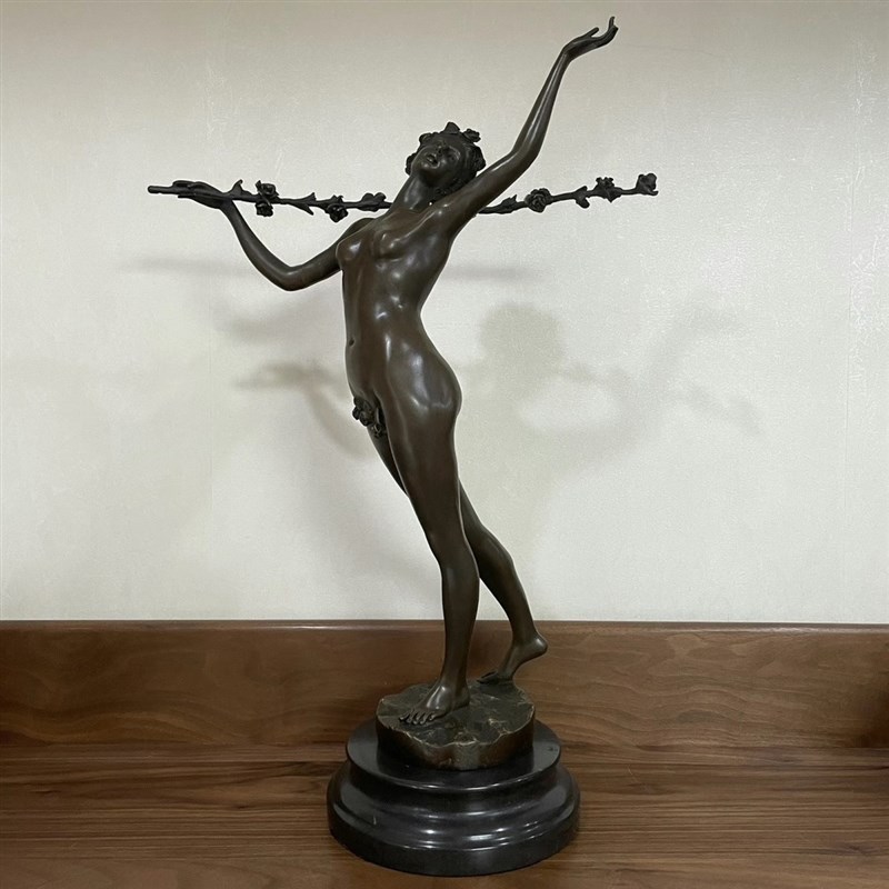 花季少女铜雕塑欧式人物摆件铜像工艺品家居饰品礼品客厅书房玄关