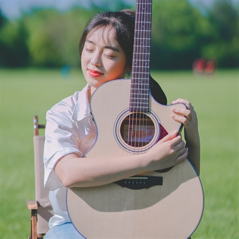 卡马面单F0单板民谣木吉他指弹弹唱 原木色日落色电箱琴