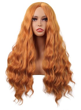 潼漫 cos假发女长发动漫高温丝蓬松Lolita长卷发金橙色中分全头套
