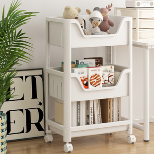 桌下书架落地置物架桌旁可移动办公室放包架工位收纳儿童简易书柜