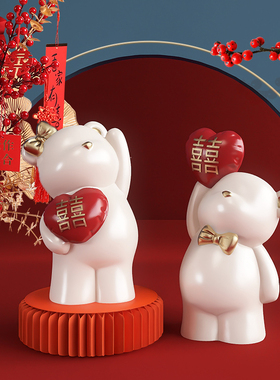 新婚礼物情侣摆件送新人订婚送闺蜜书柜酒柜客厅装饰结婚伴手礼品