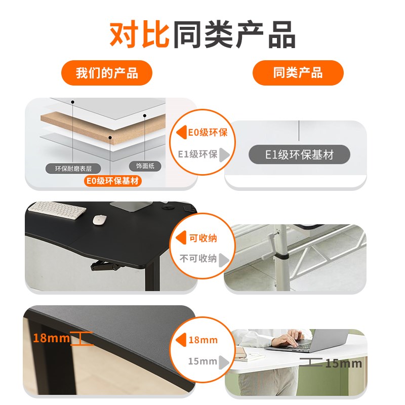 印方德柯手摇升降桌电脑桌办公桌写字台学习书桌工作电竞游戏桌