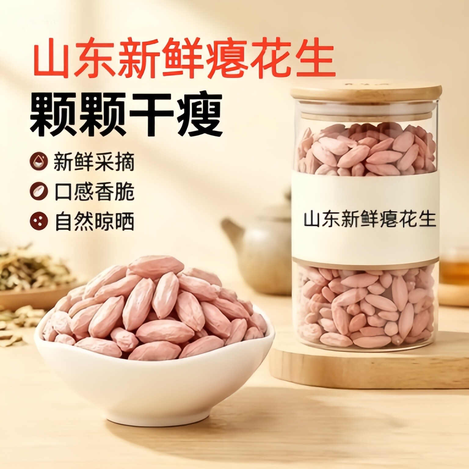 央妈推荐新货瘪花生山东生新花生米小粒非养胃枇子瘪子花生仁零食