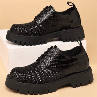 厚底大头透气镂空凉鞋 男士 高级感商务休闲正装 夏季 内增高真皮鞋