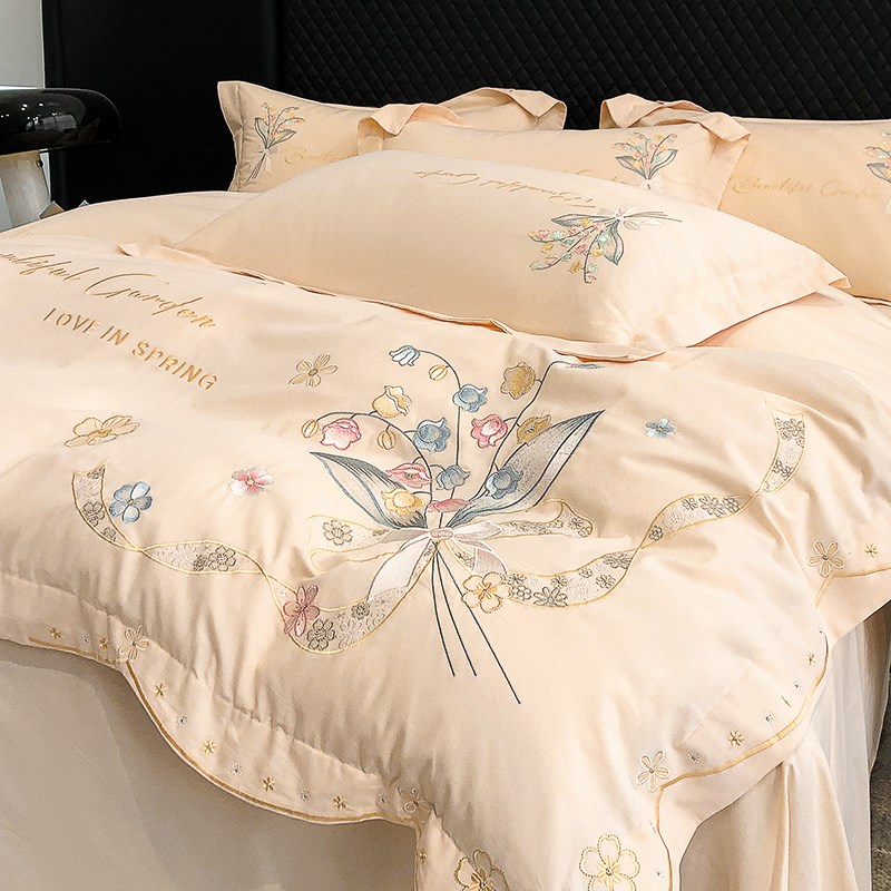 轻奢A类200支k纯棉磨毛四件套冬季加厚保暖全棉床单被套床笠款床