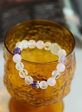 小耳出品水晶+绿水晶貔貅手串女款好运紫手链设计轻奢小众串珠