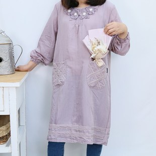 秋冬季加绒加厚保暖毛绒卡通家用做饭厨房反穿罩衣女大人长袖围裙