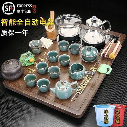 茶具套装家用办公室泡茶台一体全自动上水玻璃烧水壶小号简约茶盘
