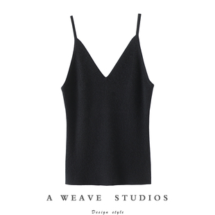 V领羊绒吊带背心女纯羊绒毛衣针织打底衫 人体学 秋冬 型升级 版