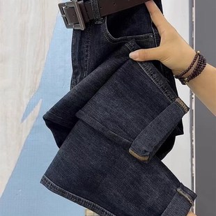 子 宽松显瘦梨形身材九分萝卜老爹裤 高腰弹力哈伦牛仔裤 女春秋新款