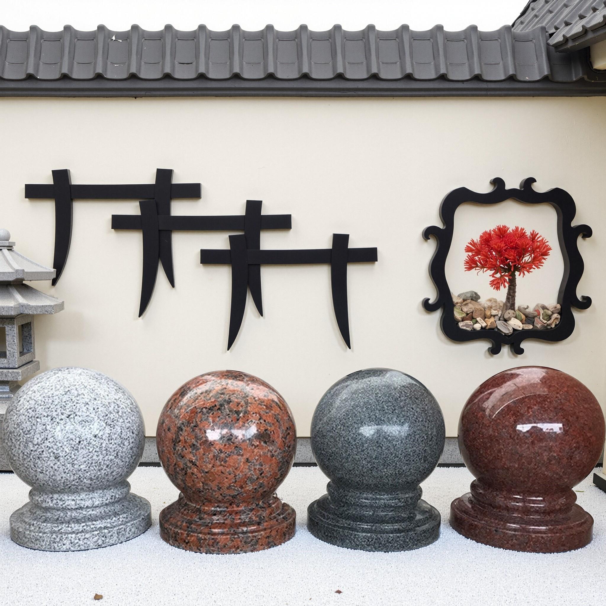 石球圆球花岗岩大理石门柱围墙柱子石头风水路障石墩子装饰摆设