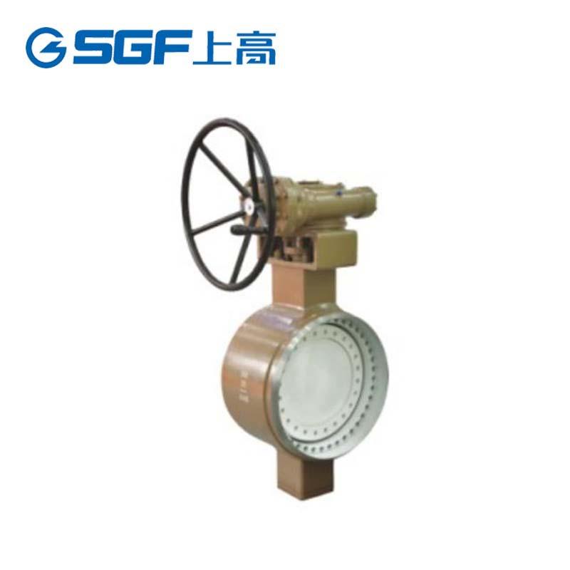 不锈钢焊接蝶阀D363Y-16P三偏心涡轮式金属硬密封对焊蝶阀耐腐