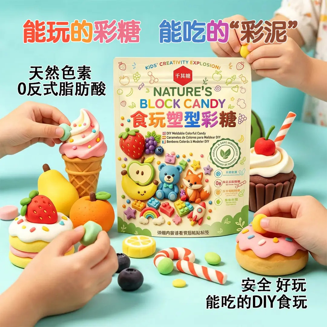 千其糖食玩橡皮泥可食用彩泥天然色素安全益智儿童diy食玩益智