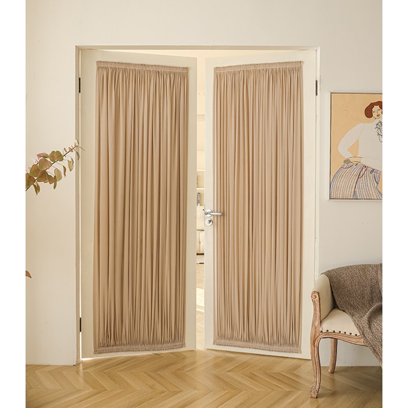 日式绷纱帘免打孔自粘式魔术贴纱帘窗帘飘窗书房柜门隔断玻璃门帘