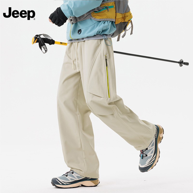 Jeep吉普宽松工装裤百搭直筒2025春秋款运动伞兵裤抽绳冲锋休闲裤