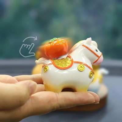 国潮唐三彩可旋转小马摆件电车车内装饰小配件国风2025新款男