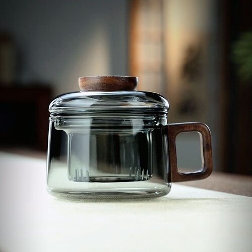 玻璃茶杯带盖茶水分离泡茶杯