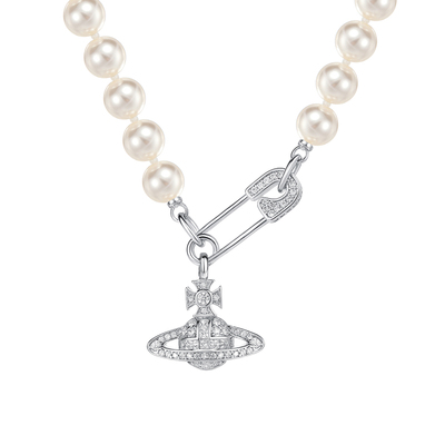 Vivanne土星别针珍珠项链