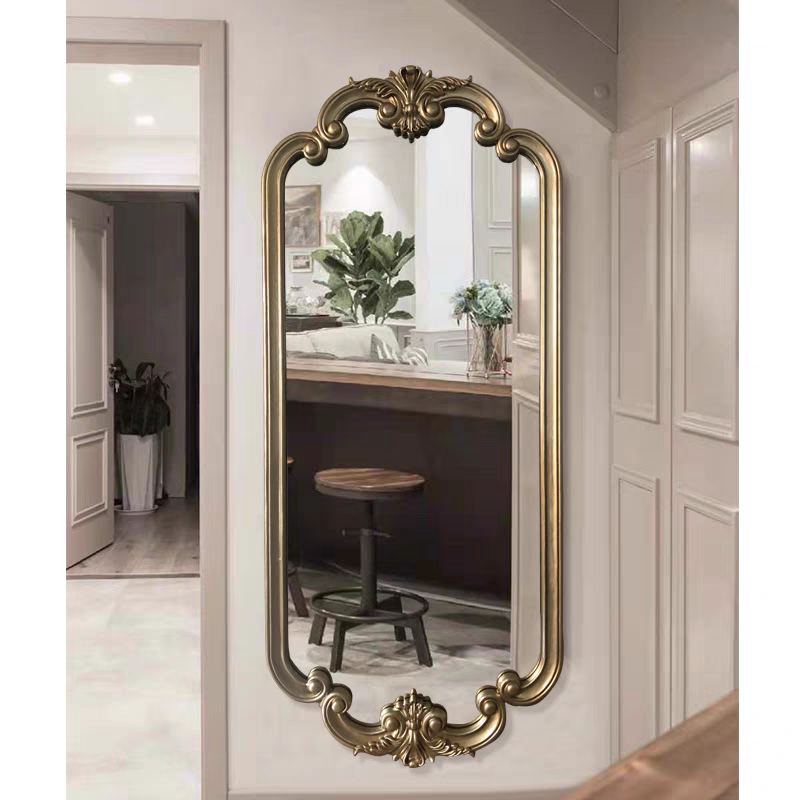 欧式轻奢穿衣镜ins双头雕花复古壁挂全身镜高级感服装店试衣镜子