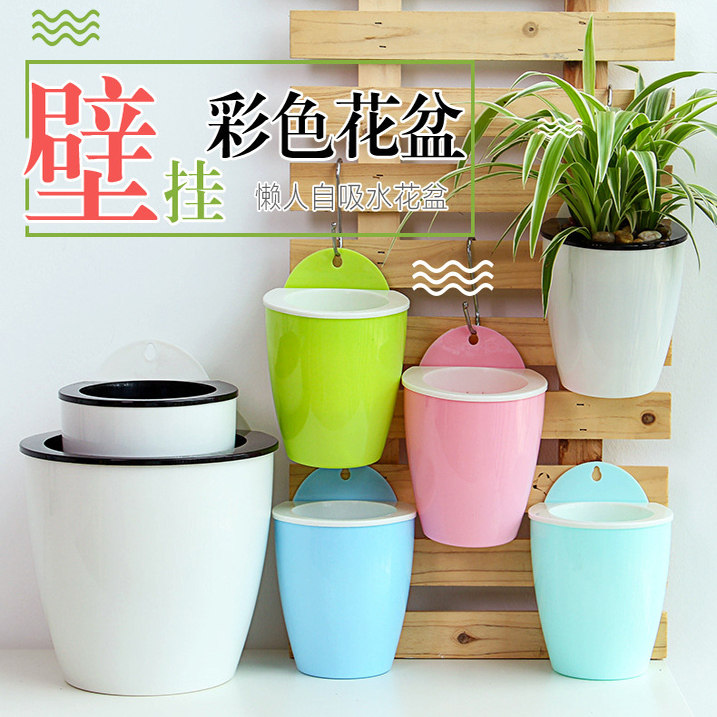 壁挂花盆绿萝吊篮盆挂墙多肉吊兰懒人自动吸水挂壁摆放塑料悬挂