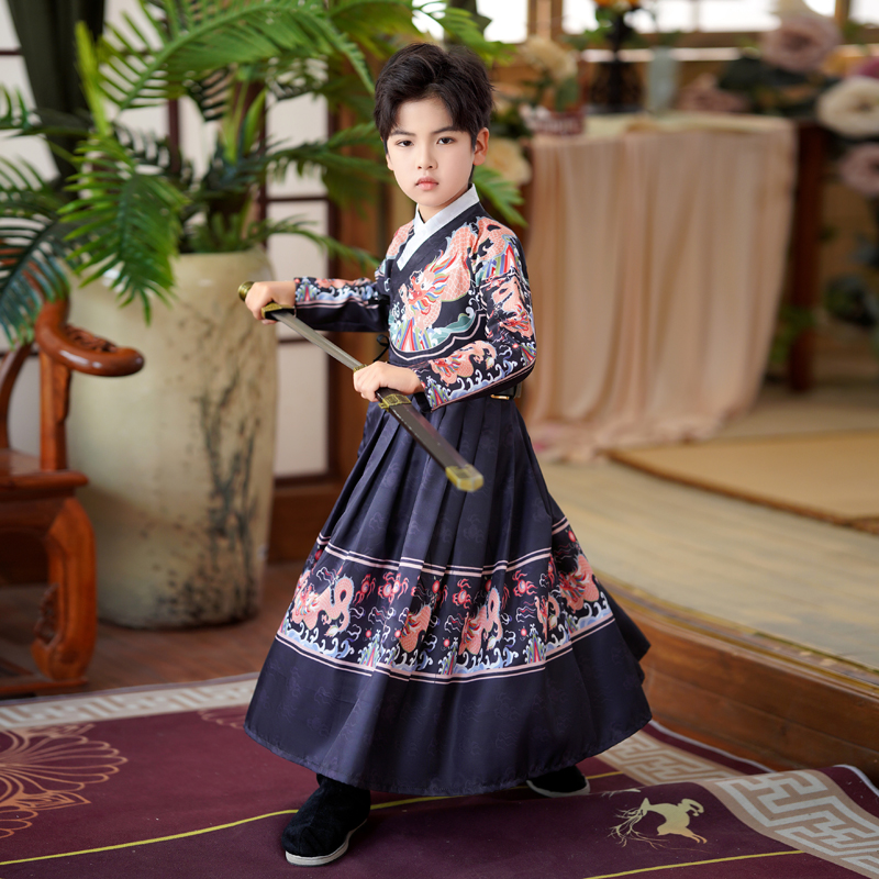 童汉服国学服孩锦衣卫飞鱼服春秋明制蟒袍儿童古装侠客演出服