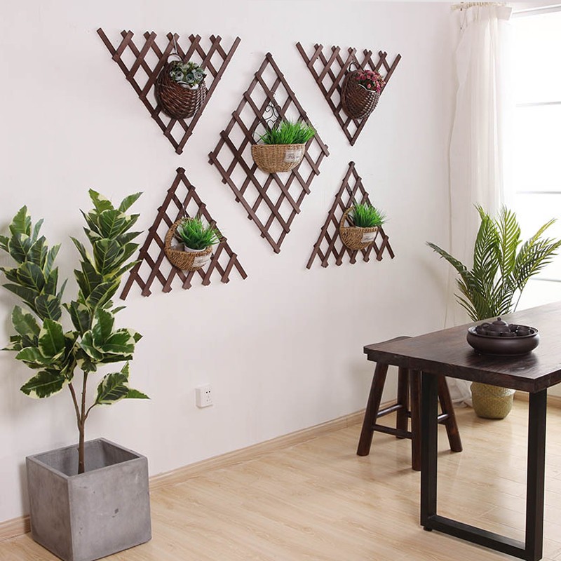 网格阳台悬挂墙壁墙上花架实木防腐壁挂装饰绿萝墙面吊兰花盆挂式