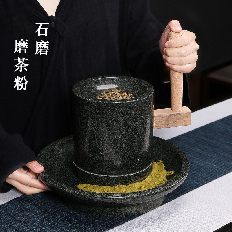 宋代点茶石磨茶碾子石臼石转运 石磨宋代点茶粉研磨 茶磨石磨