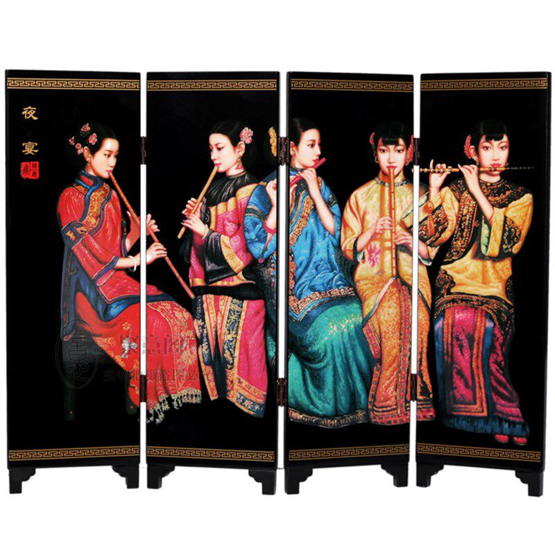 木质屏风家居日商务公关出差出国文化礼品陈逸飞油画 夜宴