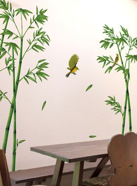 D立体仿真竹林深处墙贴纸贴画客厅卧室背景墙上布置墙画墙纸自粘