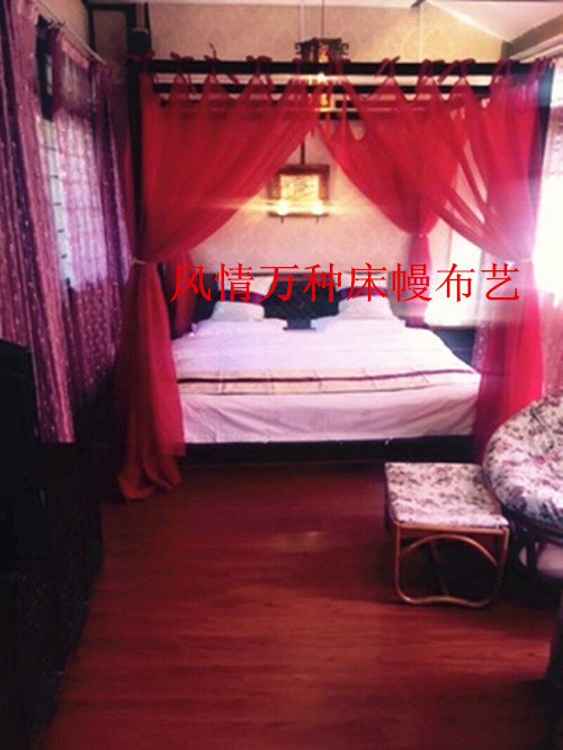 风情万种架子床柱床床幔纱幔帷幔纱东南亚绑带粘扣图片