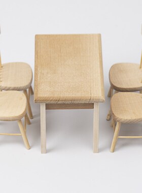 dollhou娃娃屋微缩迷你仿真木质桌子椅子家具饰品: