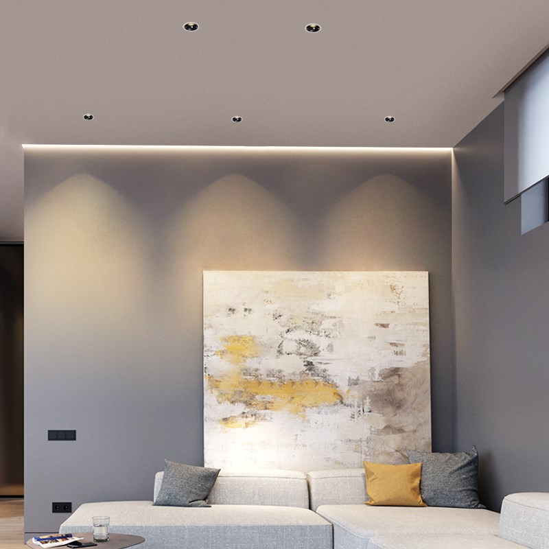 超薄COB防眩射灯嵌入式家用客厅过道高显指30K开孔75矮吊顶筒灯