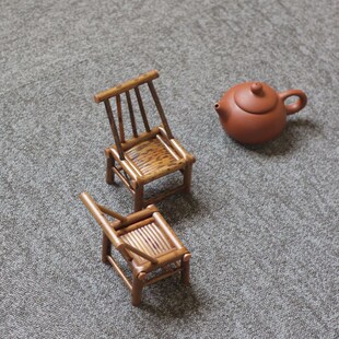 小竹板凳小椅子湘妃竹座椅文玩装饰工艺品竹器把玩件道具马扎