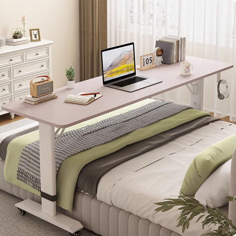 跨床桌可移动可升降懒人床上桌实木书桌学生家用床尾长条电脑桌子
